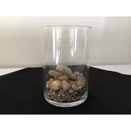 Vase cylindrique en verre transparent 6 po