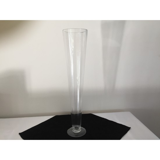 Vase trompette en verre transparent 20 po